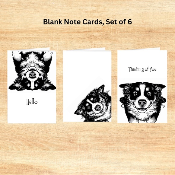 Whimsical Bernese Mountain Dog Blank Notecards with Peel and Stick Envelopes - Picture 1 of 11